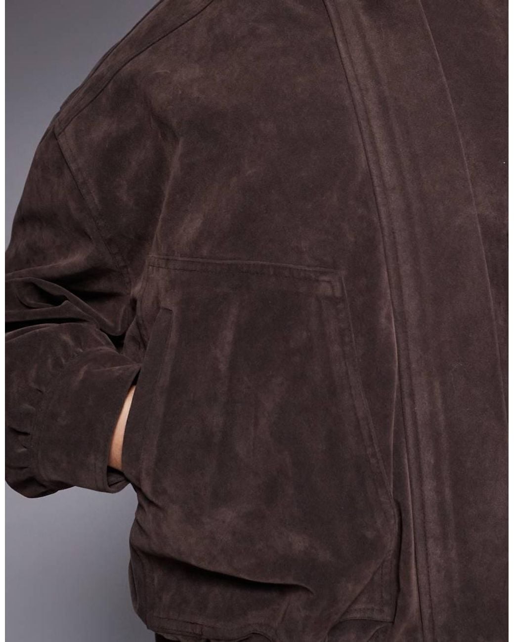 Kaiia Gray Exclusive Faux Suede Bomber Jacket
