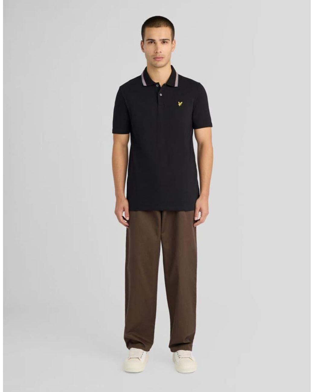 Lyle & Scott Black Ss Polo Shirts Tipped Track Polo Shirt for men