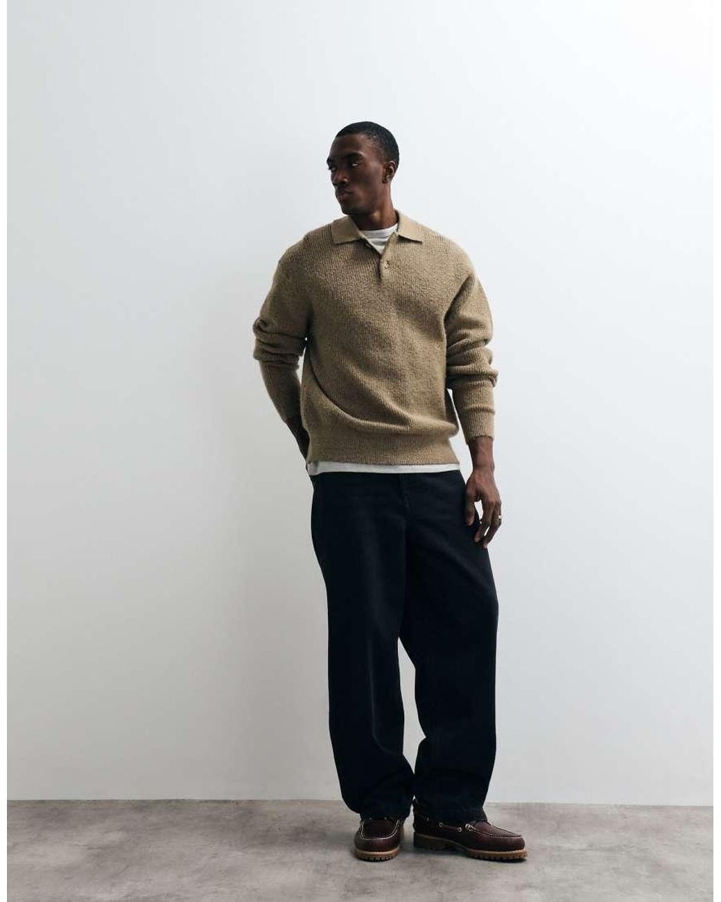 Redefined Rebel Brown Nixon Boxy Knitted Polo for men