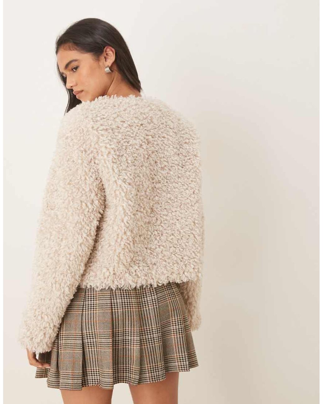 Jdy Natural Faux Fur Cropped Jacket