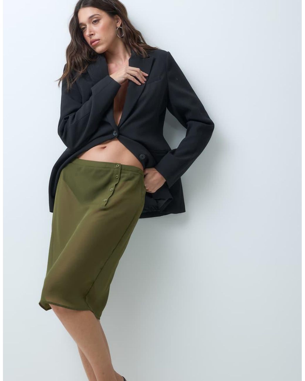 Motel Green Bintuni Sheer Midi Skirt