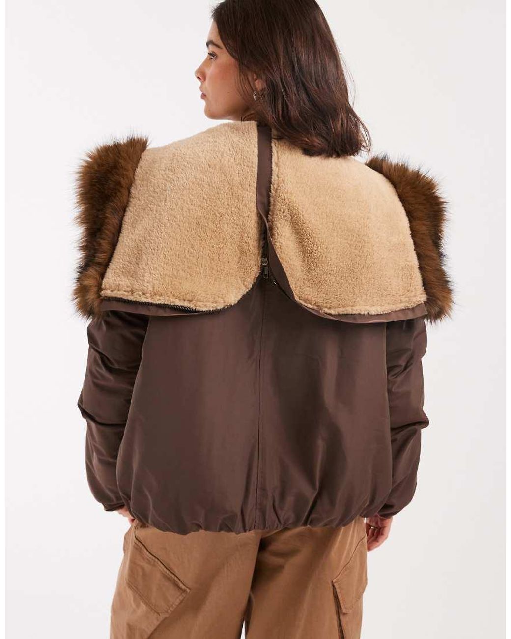 Parka Stile Bomber Marrone Con Fermacorda di ASOS in Brown