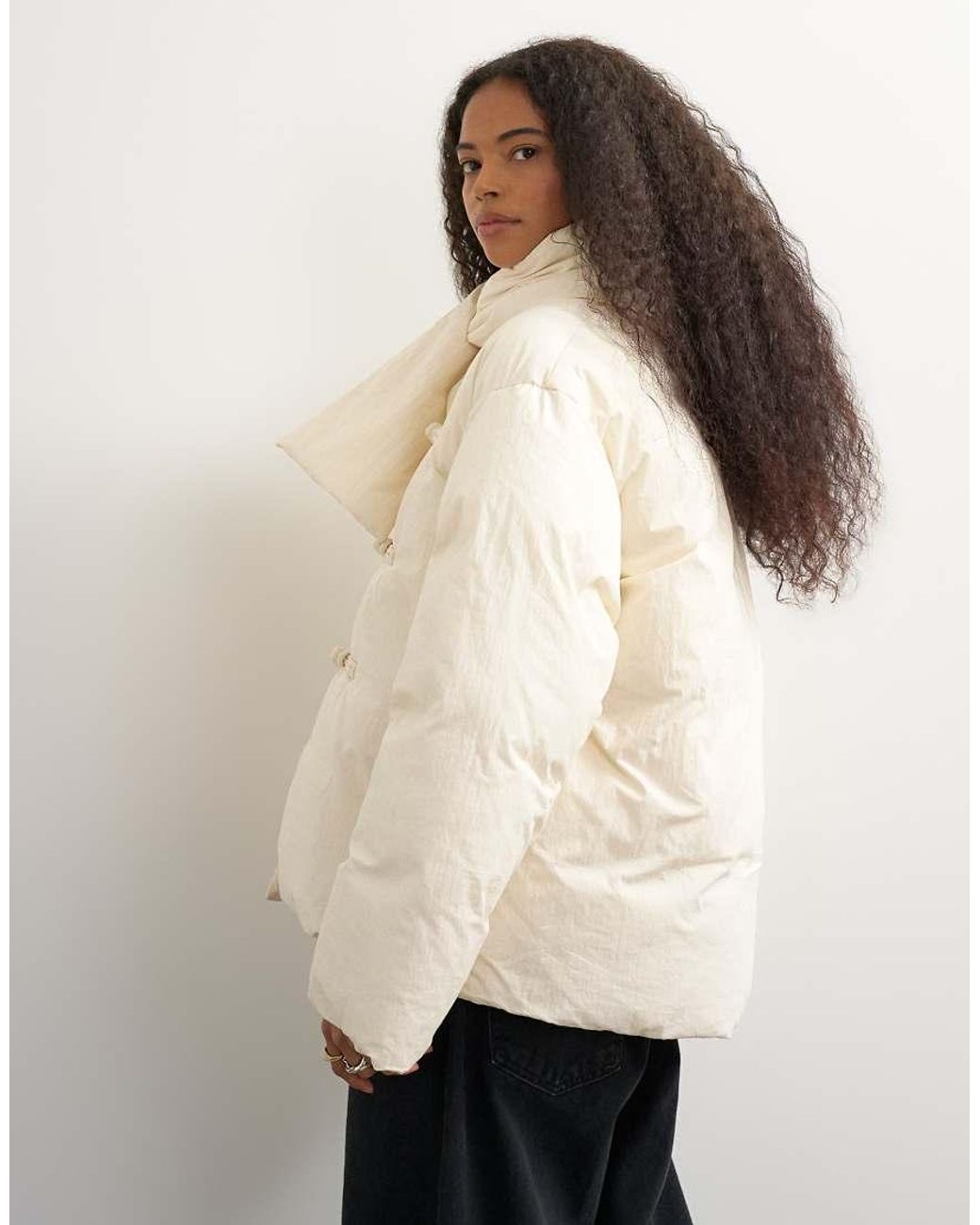TOPSHOP Natural Pillow Scarf Puffer Jacket