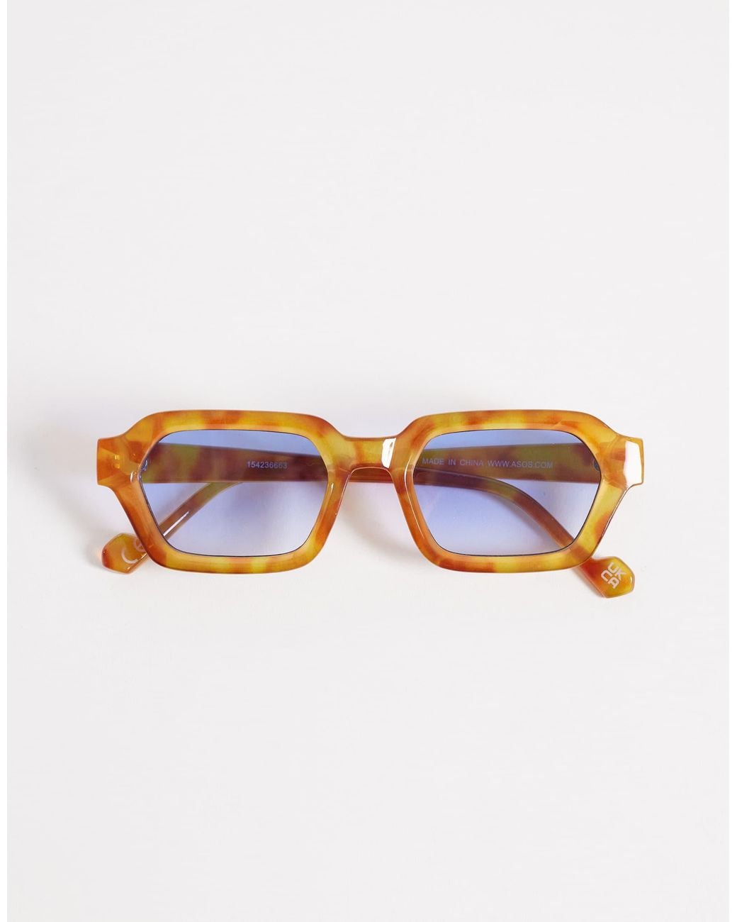 ASOS Blue Rectangle Light Tint Sunglasses for men
