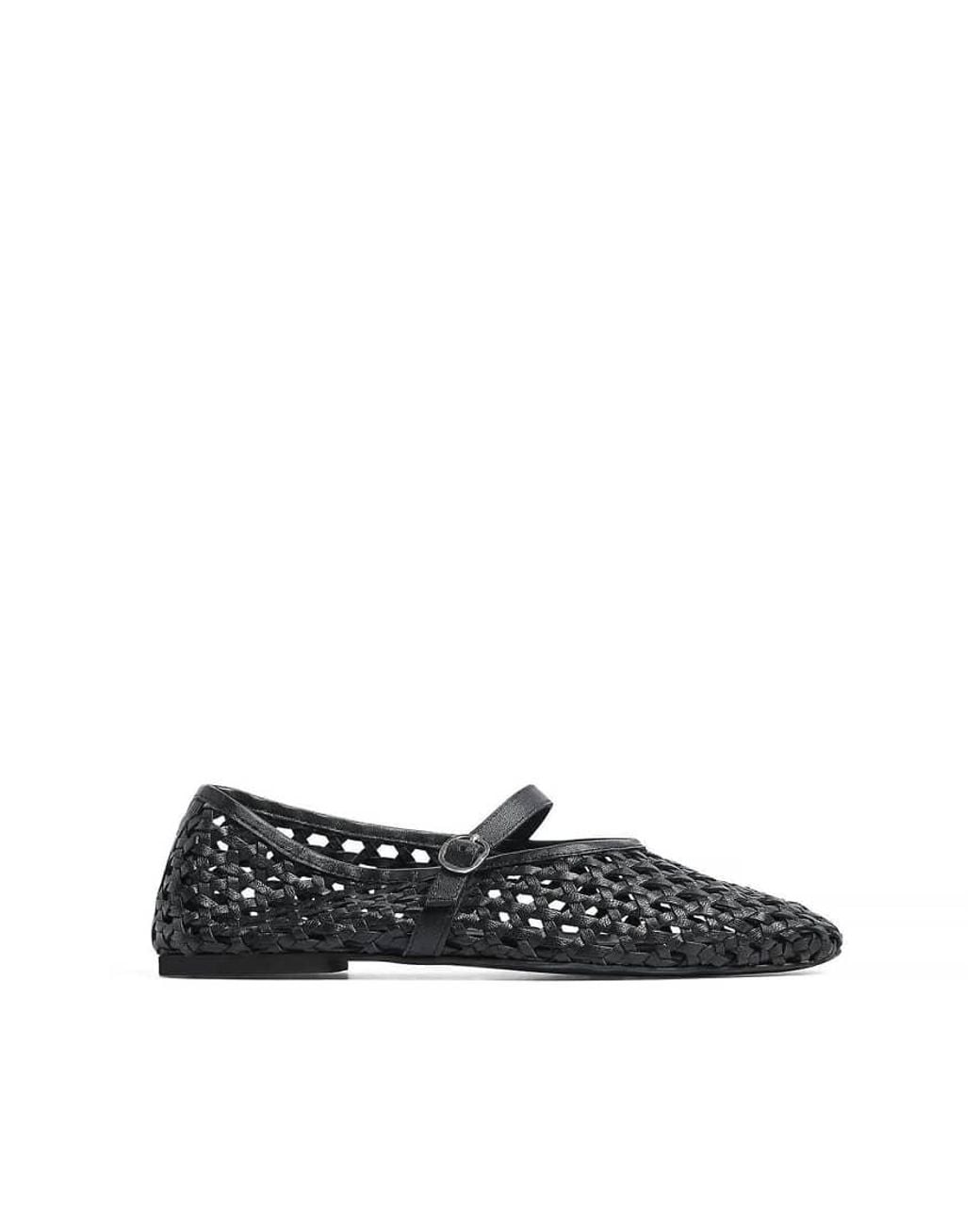 NA-KD White Woven Leather Ballerinas