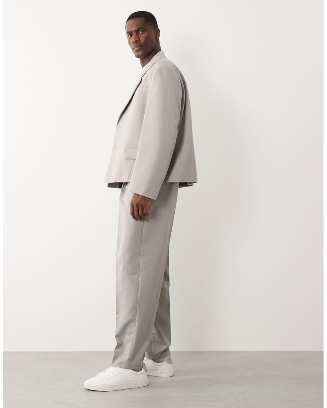 ASOS Gray Oversized Tapered Suit Trousers for men