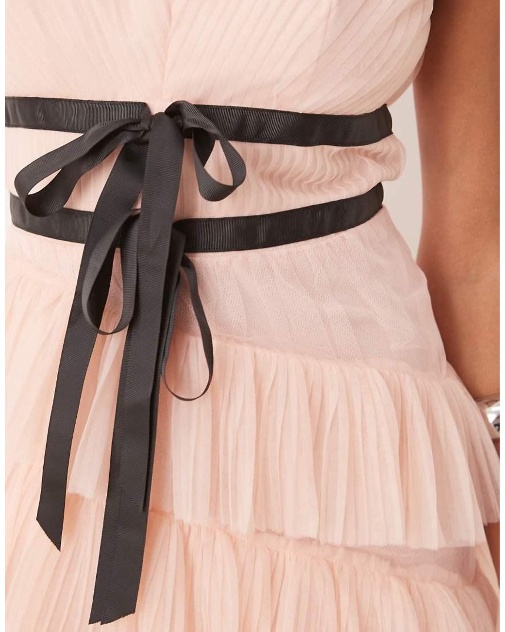 True Decadence Natural Tiered Dropped Waist Maxi Dress