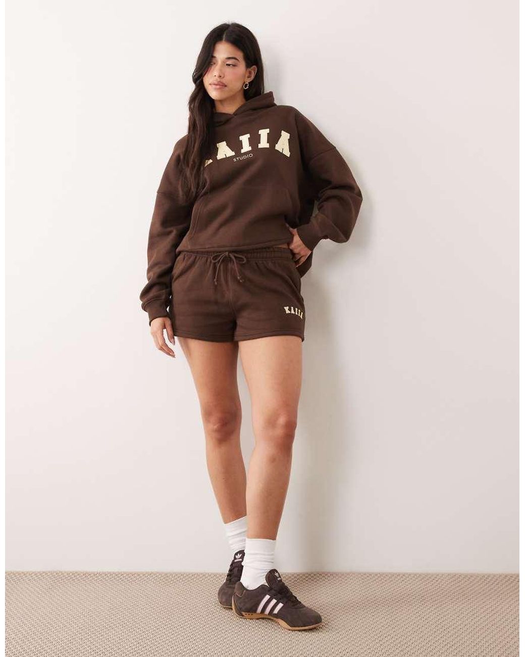 Kaiia Brown Studio Embroidered Logo Shorts
