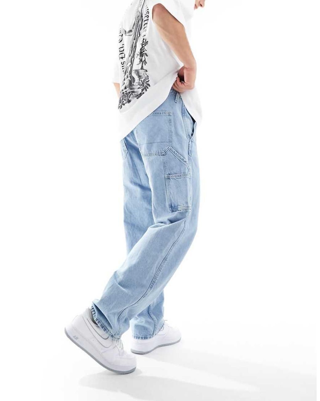 Jack & Jones Blue Eddie Loose Fit Carpenter Jeans for men