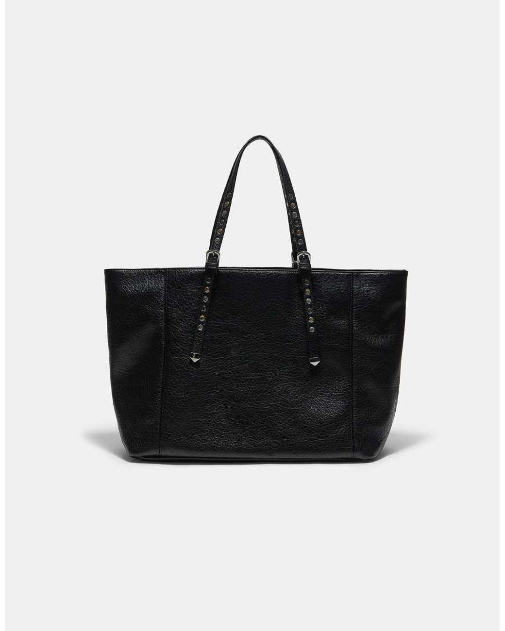 Stradivarius Black Studded Shopper Bag With Handles