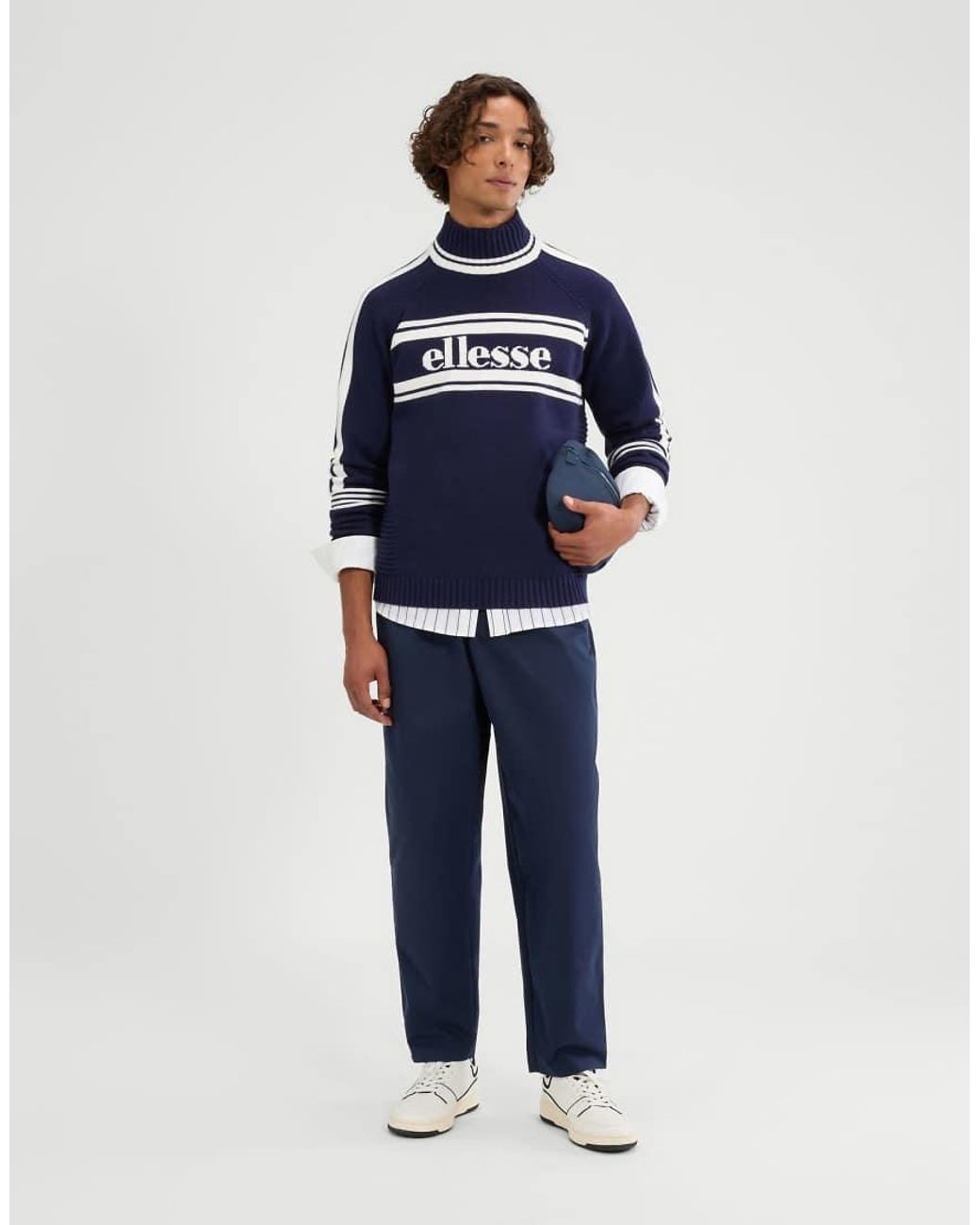 Ellesse Blue Pellini Long Sleeve Knitted Jumper for men