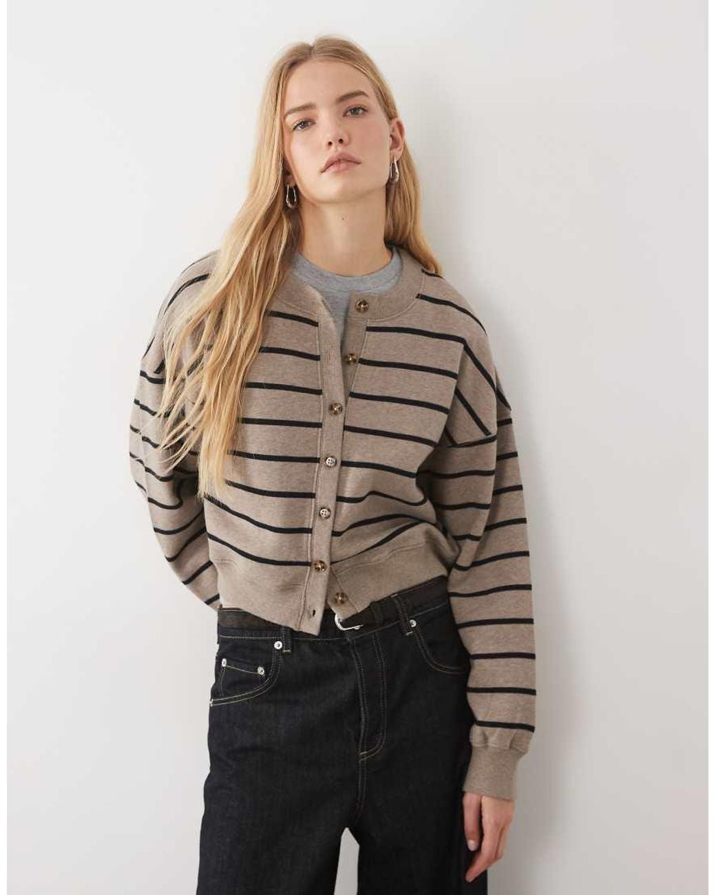 Abercrombie & Fitch Gray Boxy Sweat Cardigan