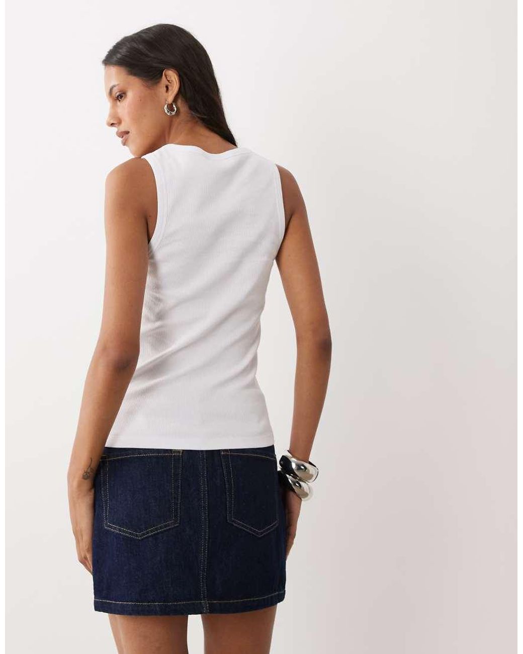 ASOS White Scoop Neck Vest With Flower Graphic