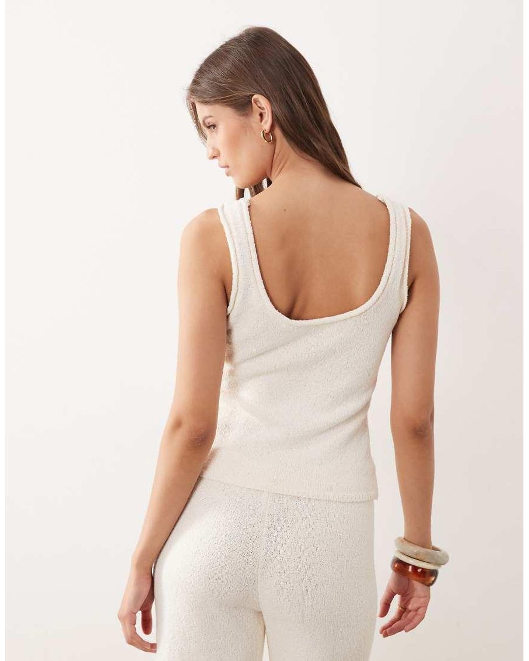 ASOS Natural Knitted Cotton Blend Boucle Top