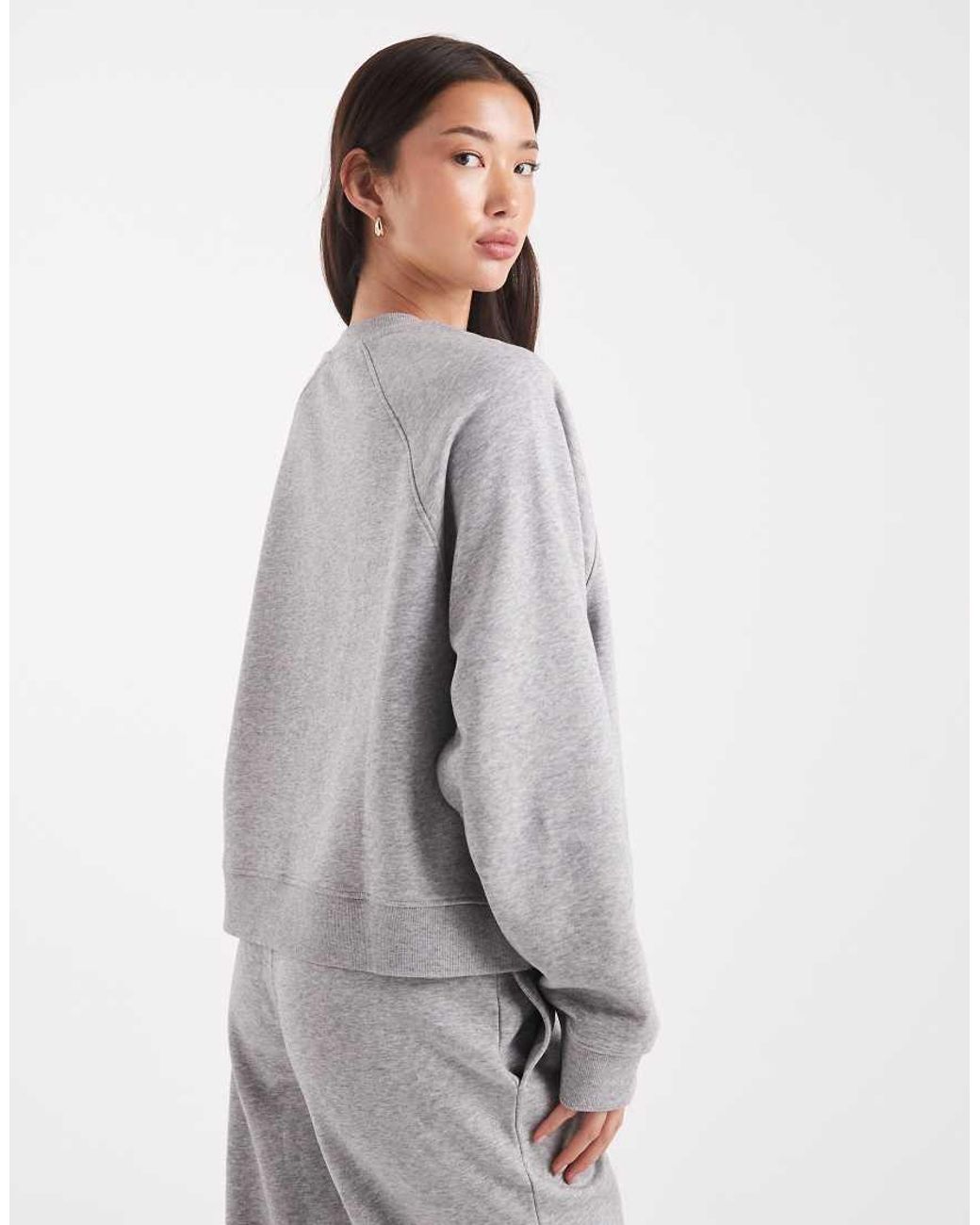 ASOS Gray Oversized Brushback Sweatshirt With Raglan Detail