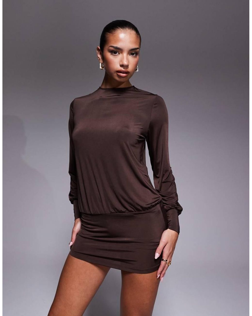 Edikted Gray Guilia Backless Long Sleeve Romper
