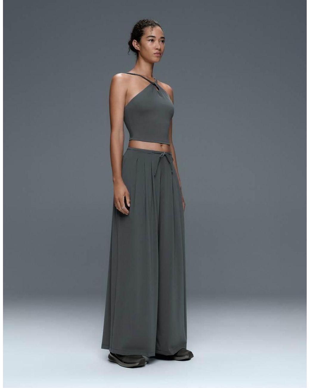 Oysho White Light Touch Wide-Leg Trousers