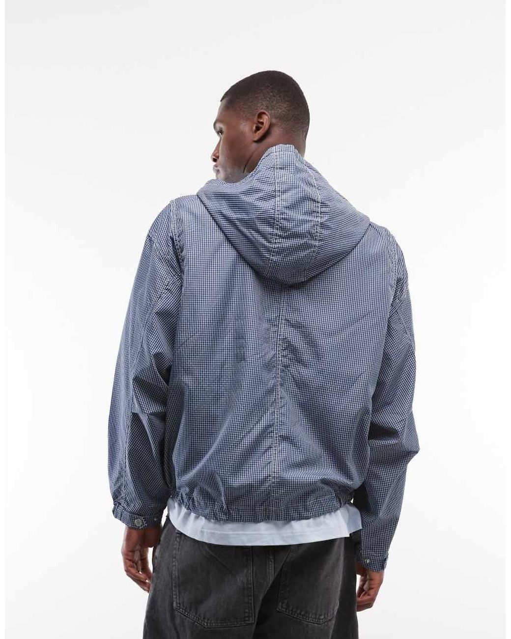 Element Blue Gingham Hooded Parka Jacket for men