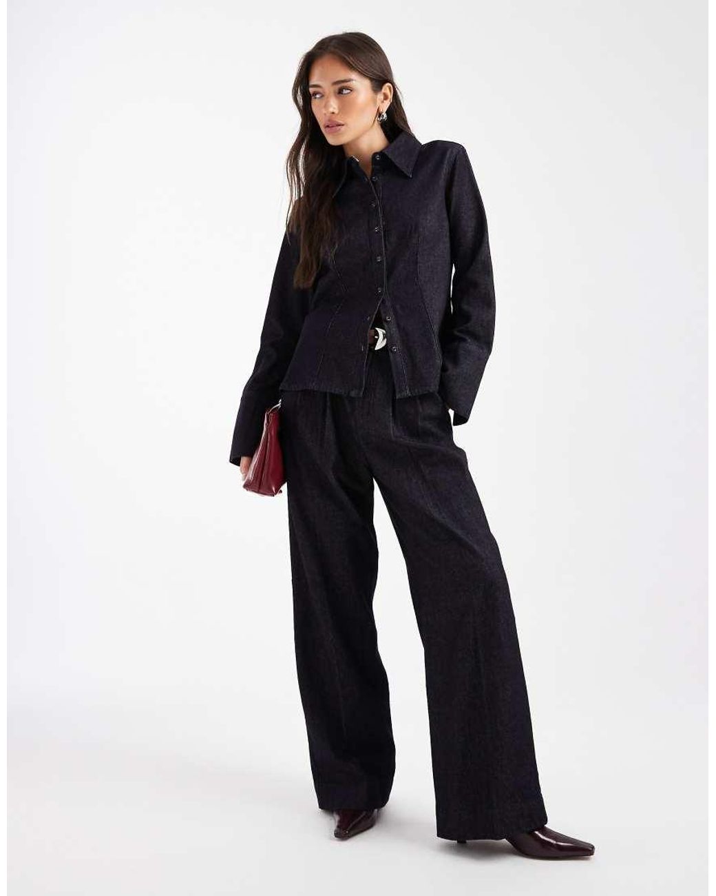 French Connection Blue Cinched Denim Shirt Co-ord