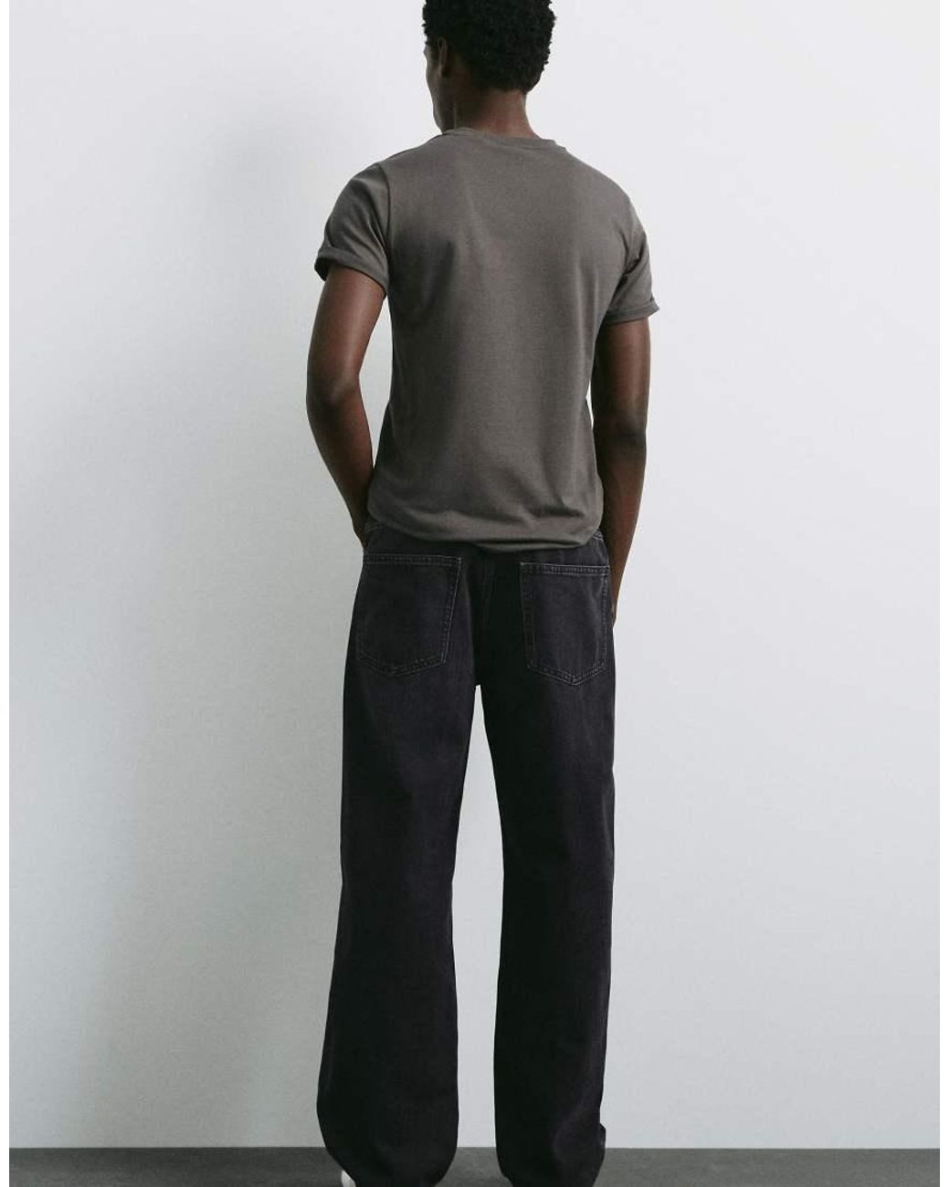 Pull&Bear Black Baggy Jeans for men
