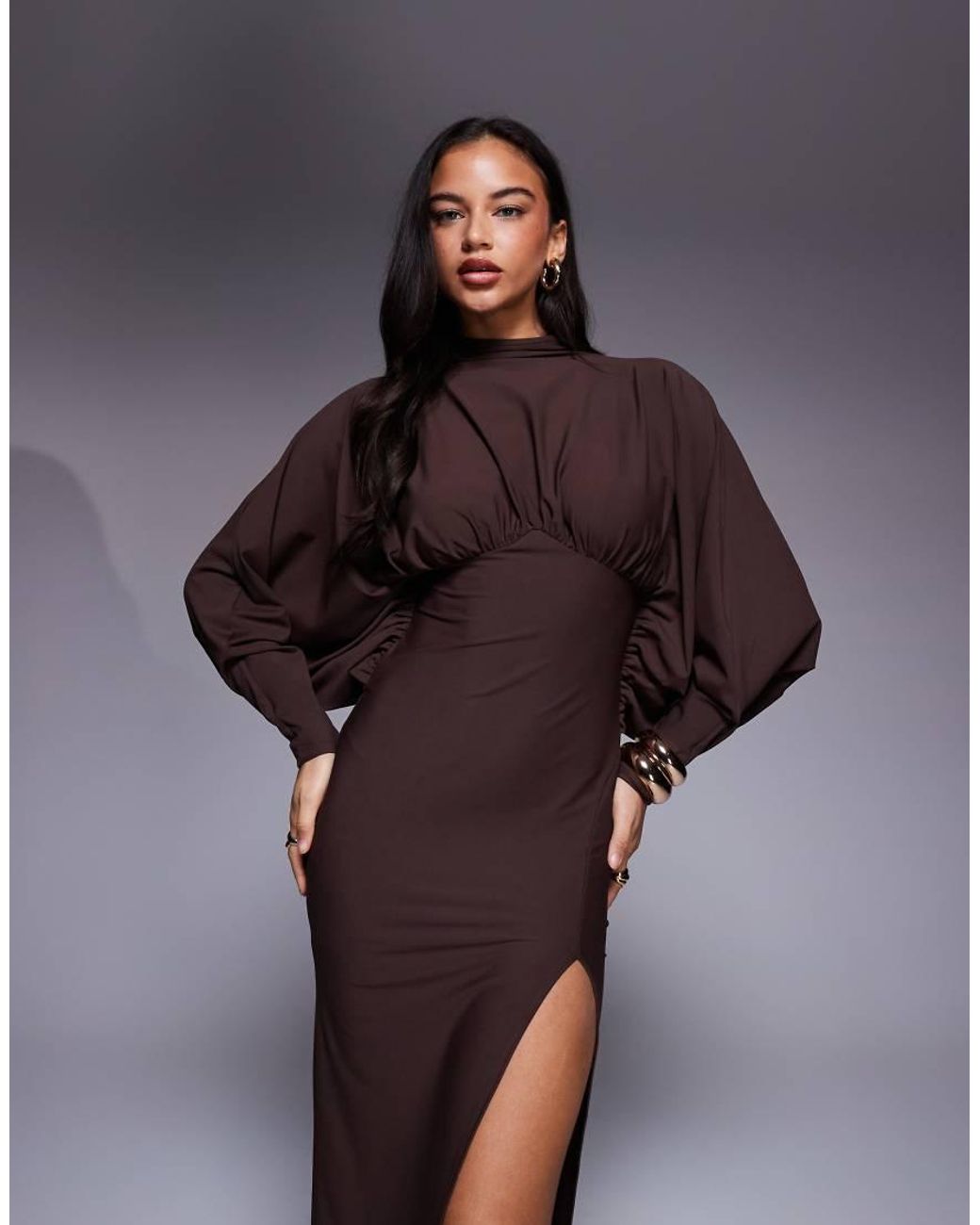 ASOS Brown Asos X The Sourced Collection Batwing Dress