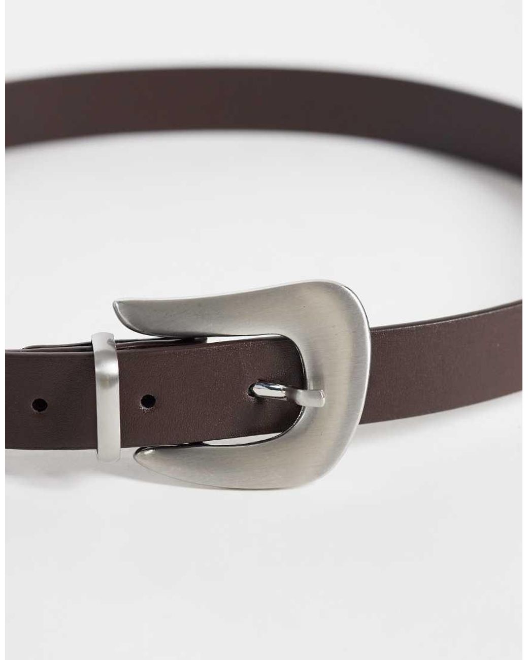 Cintura E Fianchi Con Fibbia Astratta Color Cioccolato di ASOS in Gray
