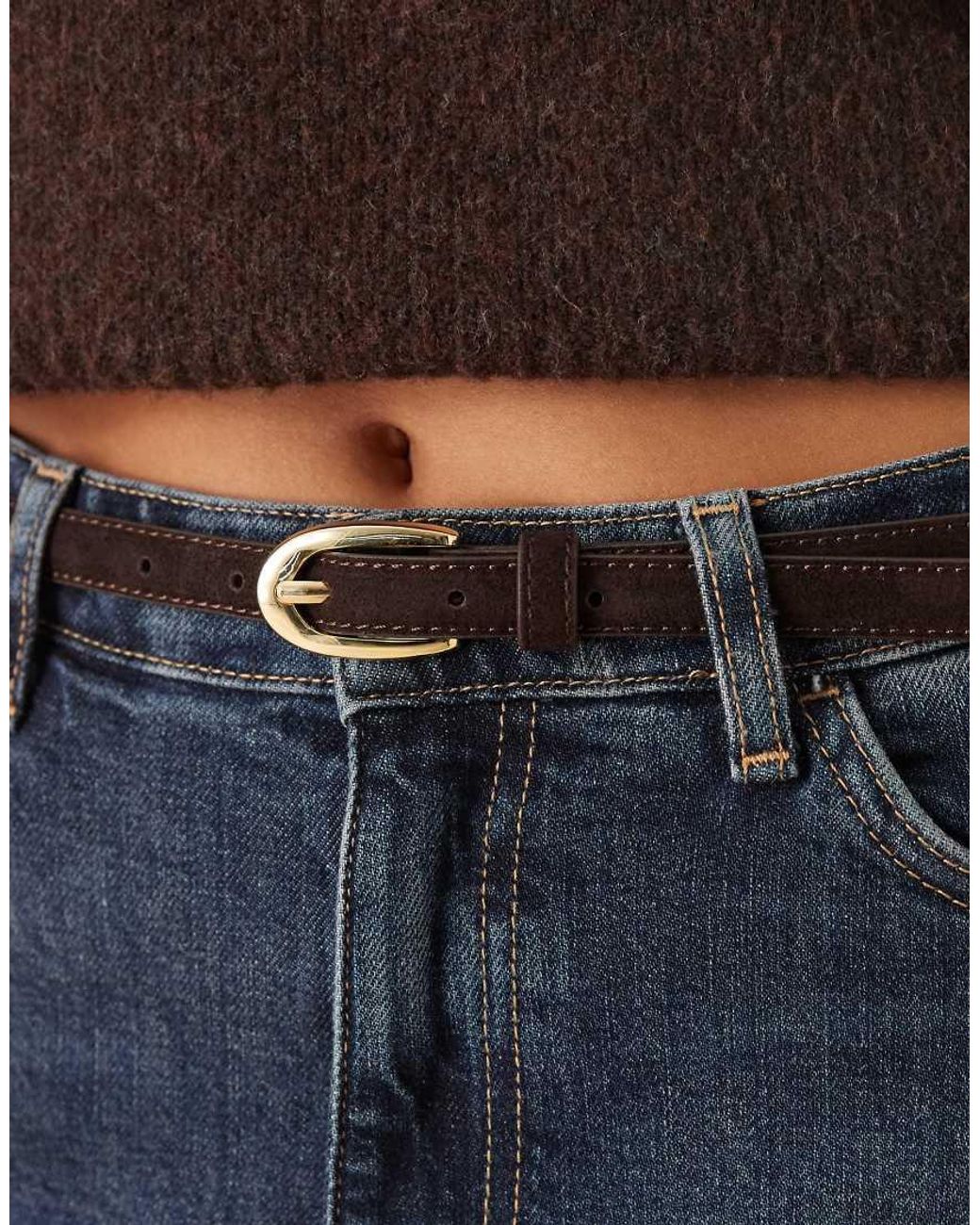 Mango Blue Slim Leather Belt