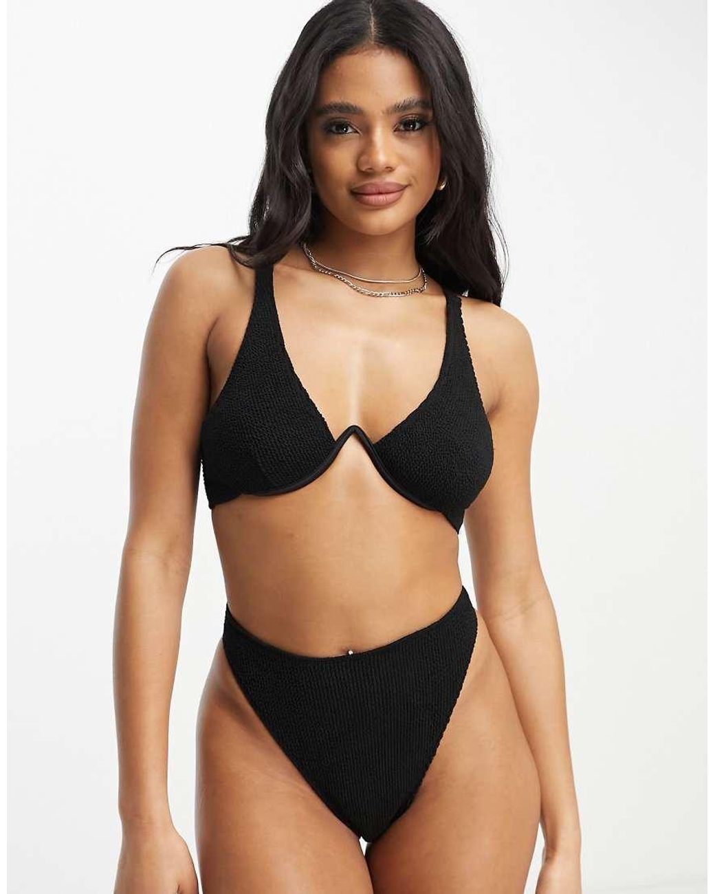 ASOS Black Amy Mix And Match Crinkle Monowire Bikini Top