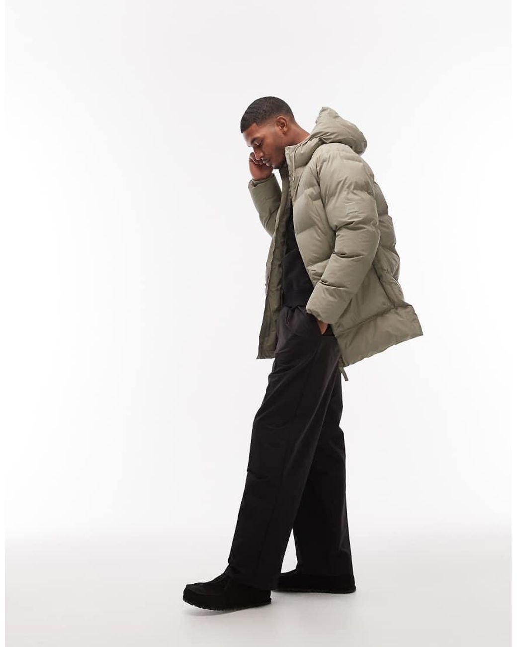 Rains Gray 15210 Alta Longline Puffer Jacket for men