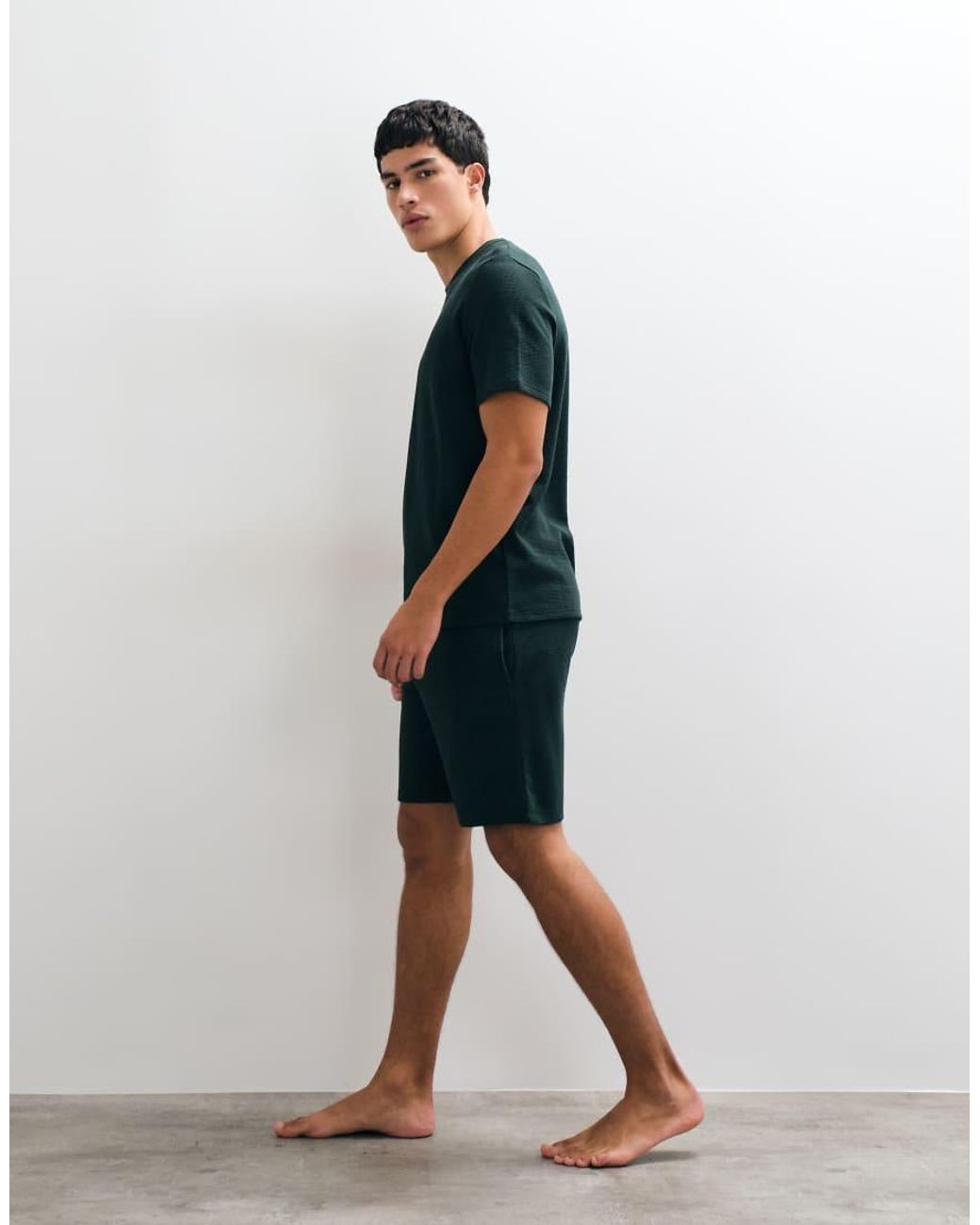 Boss Blue Co-Ord Waffle Lounge Shorts for men