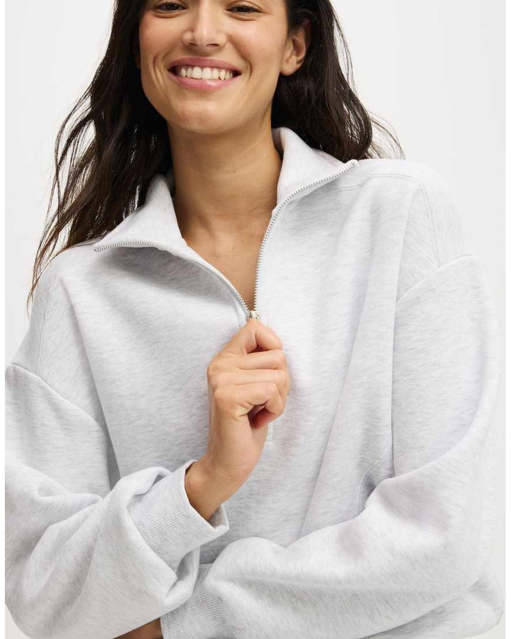 Cotton On White Plush Half Zip Sweatshirt