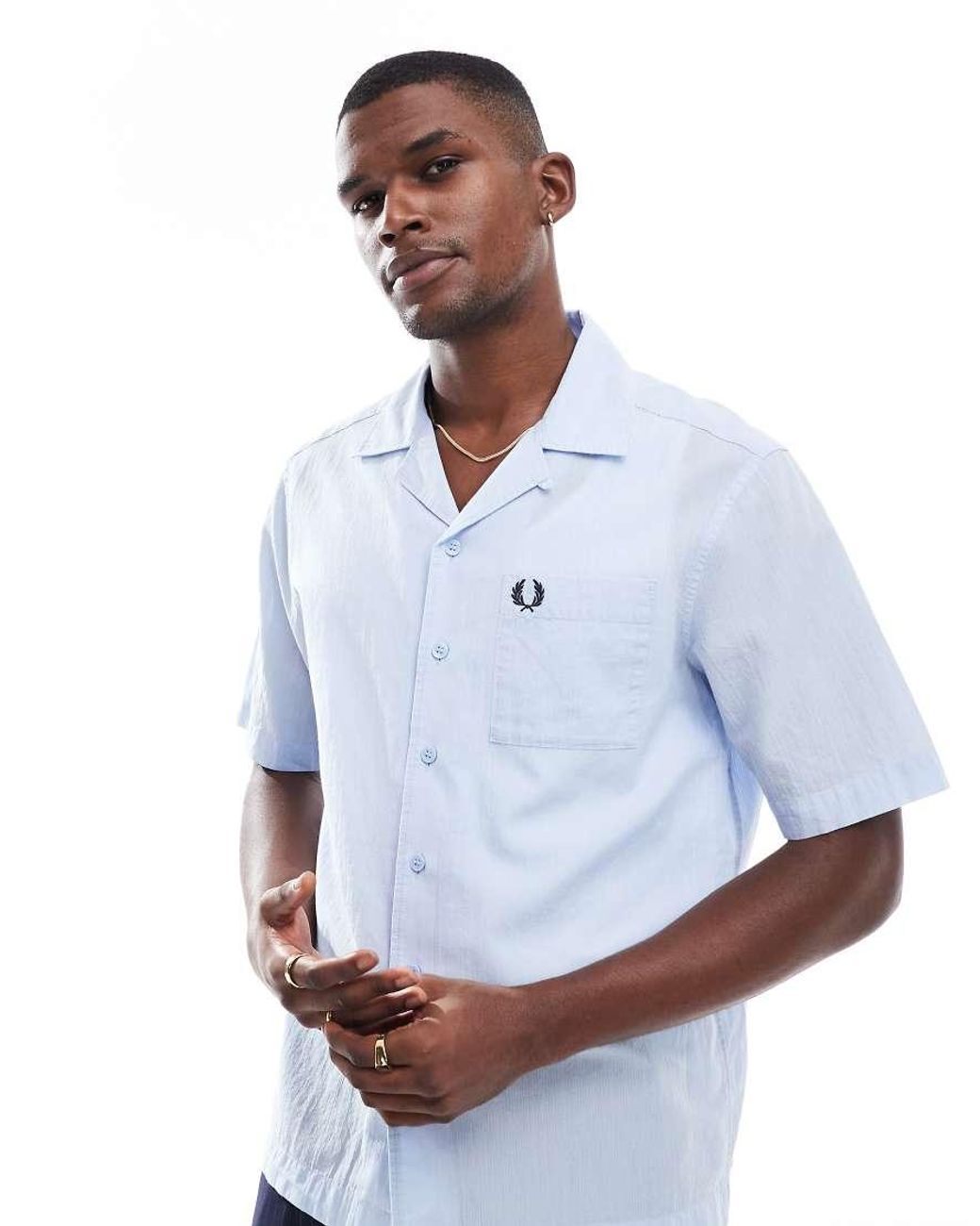 Fred Perry Lightweight Revere Collar Shirt in White for Men | Lyst UK