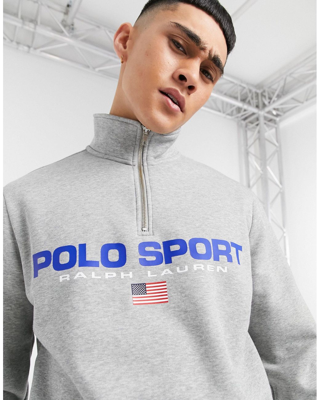 Polo Ralph Lauren Sport Capsule Fleece Large Front Logo Half Zip Sweatshirt  in Grey (Grey) for Men | Lyst Australia