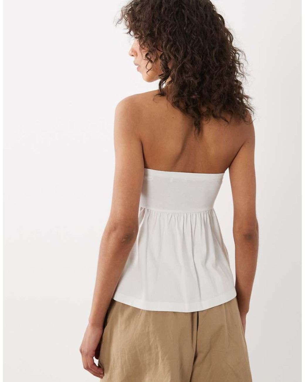Mango White Teen Embroidered Bandeau Top