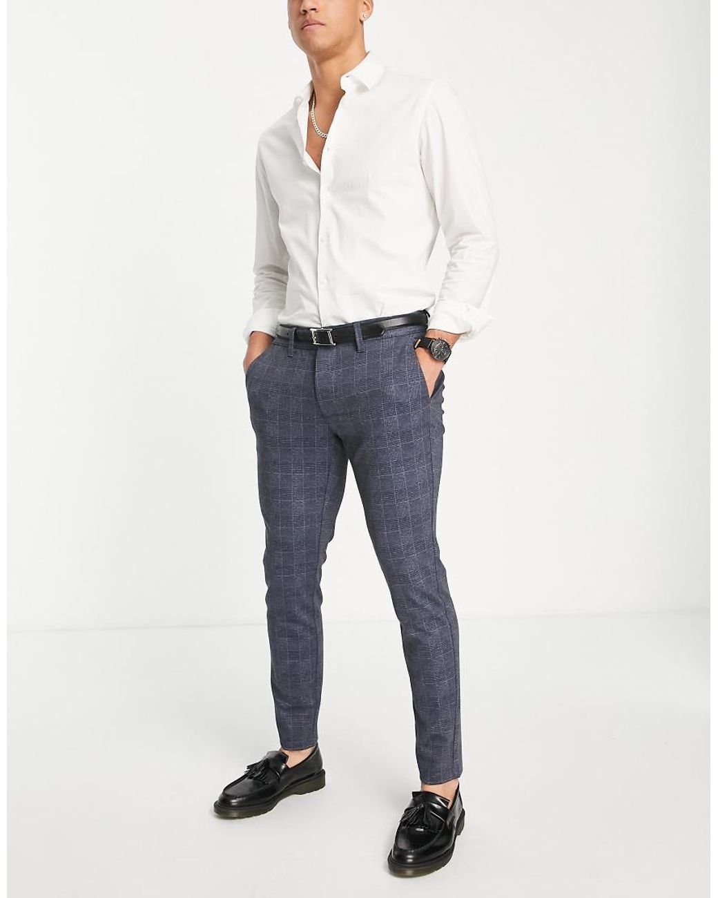 Only & Sons Blue Slim Fit Jersey Trousers for men