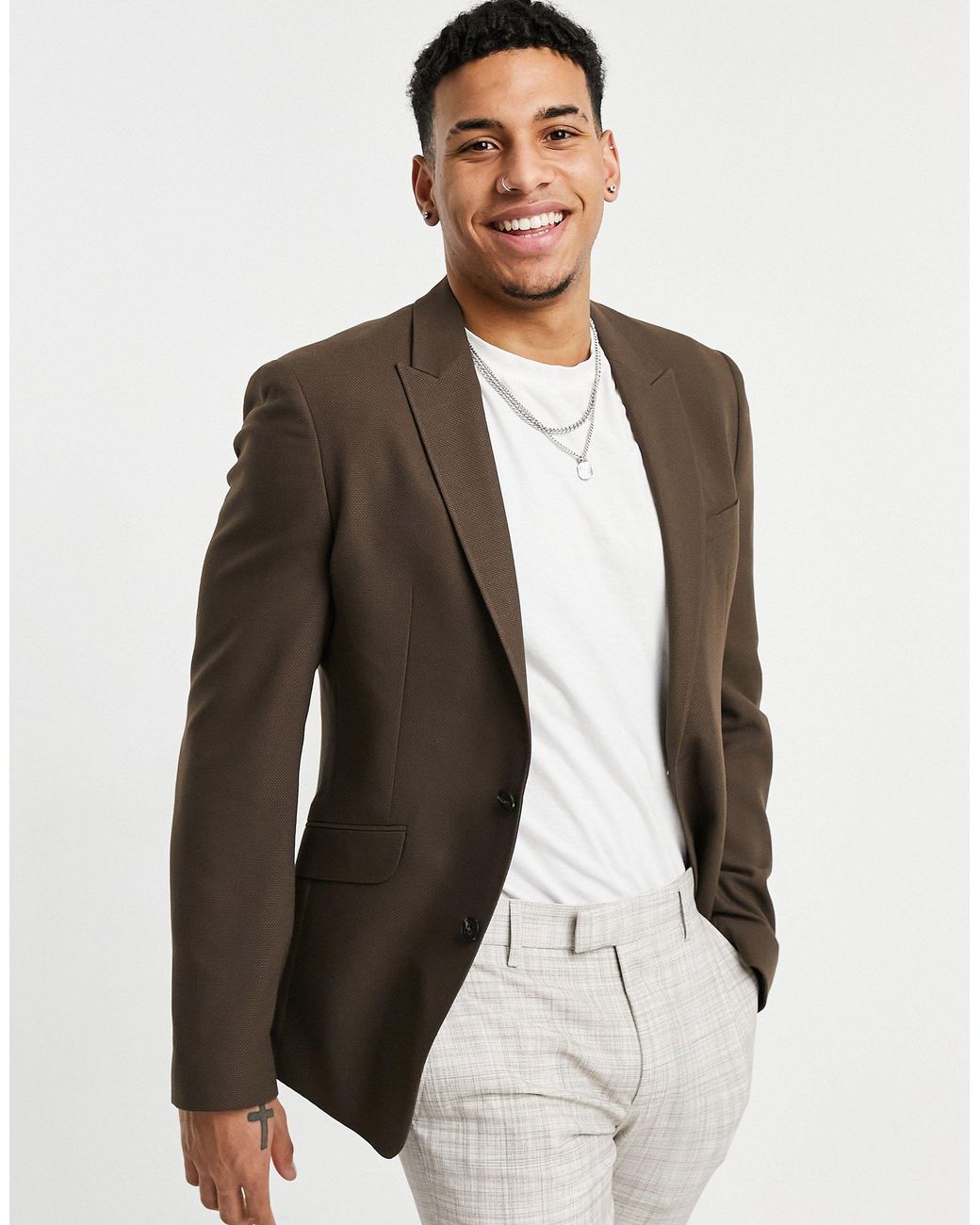 ASOS Summer Wedding Range Super Skinny Suit Jacket in Brown for Men | Lyst