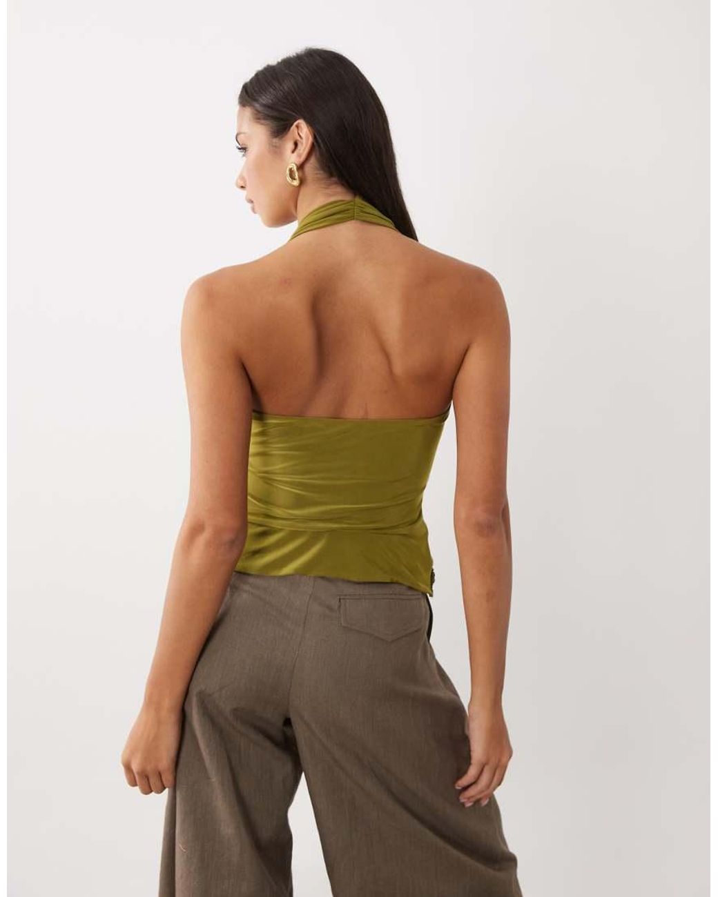 ASOS Green Plunge Top With Hardware Detail