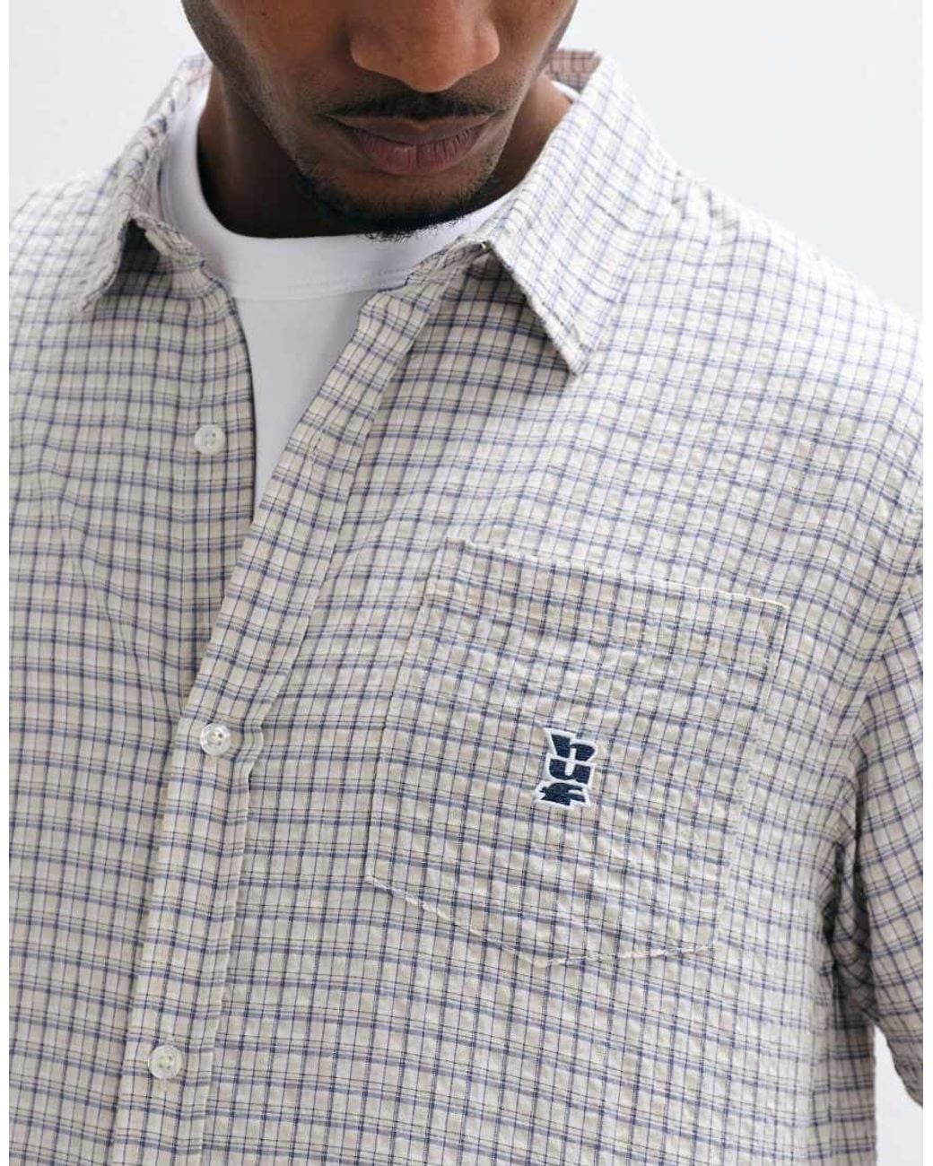 Huf Gray Megablast Long Sleeve Check Shirt for men