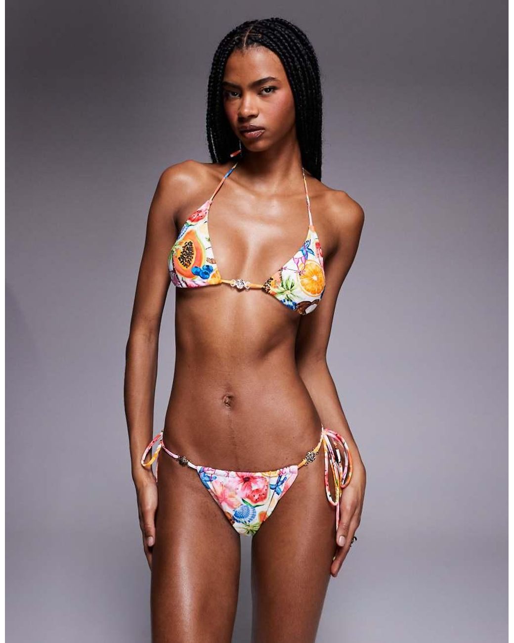 Candypants Multicolor Fruit Print Tieside Bikini Bottom