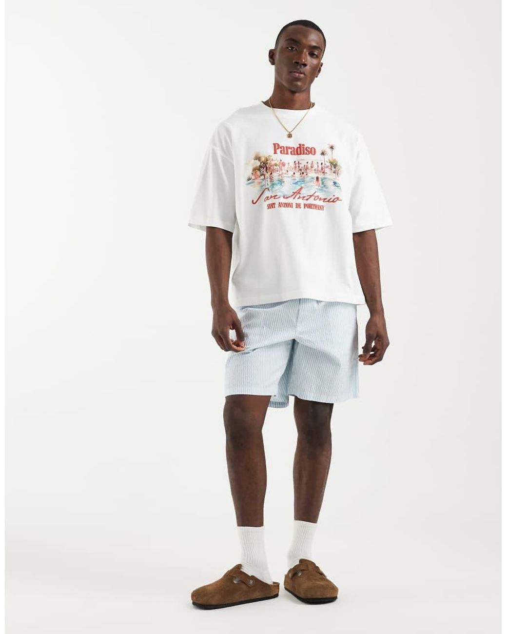 ASOS White Boxy Oversized T-shirt With Pool Back Graphic for men