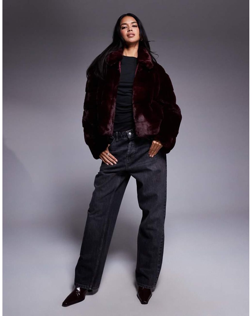 Bardot Blue Sylvie Zip Faux Fur Jacket