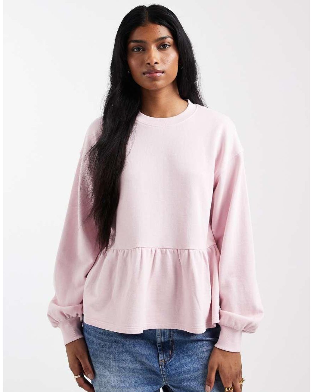 Miss Selfridge Pink Ruffle Hem Sweatshirt