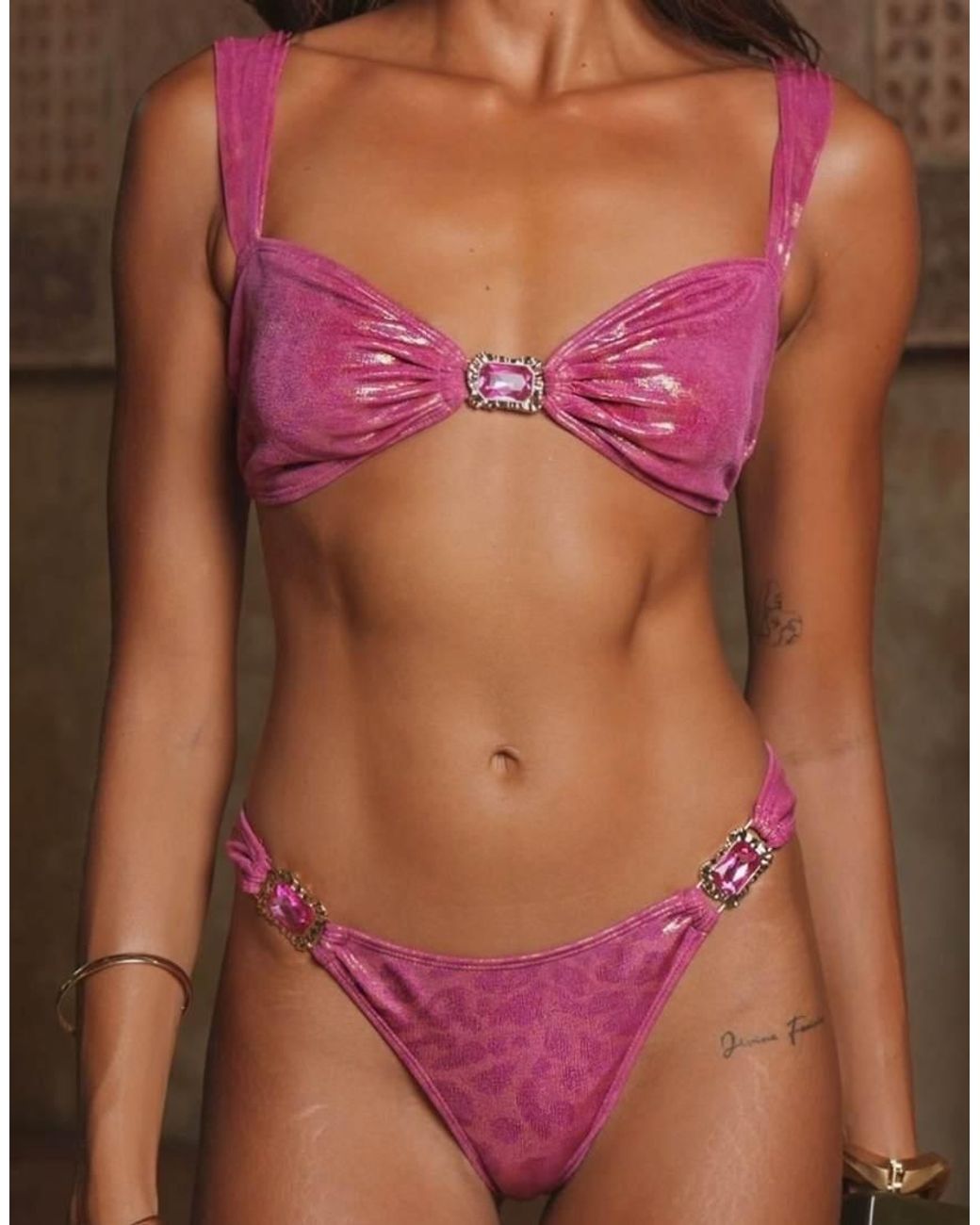 Moda Minx Brown Giza Wide Strap Bandeau Bikini Top