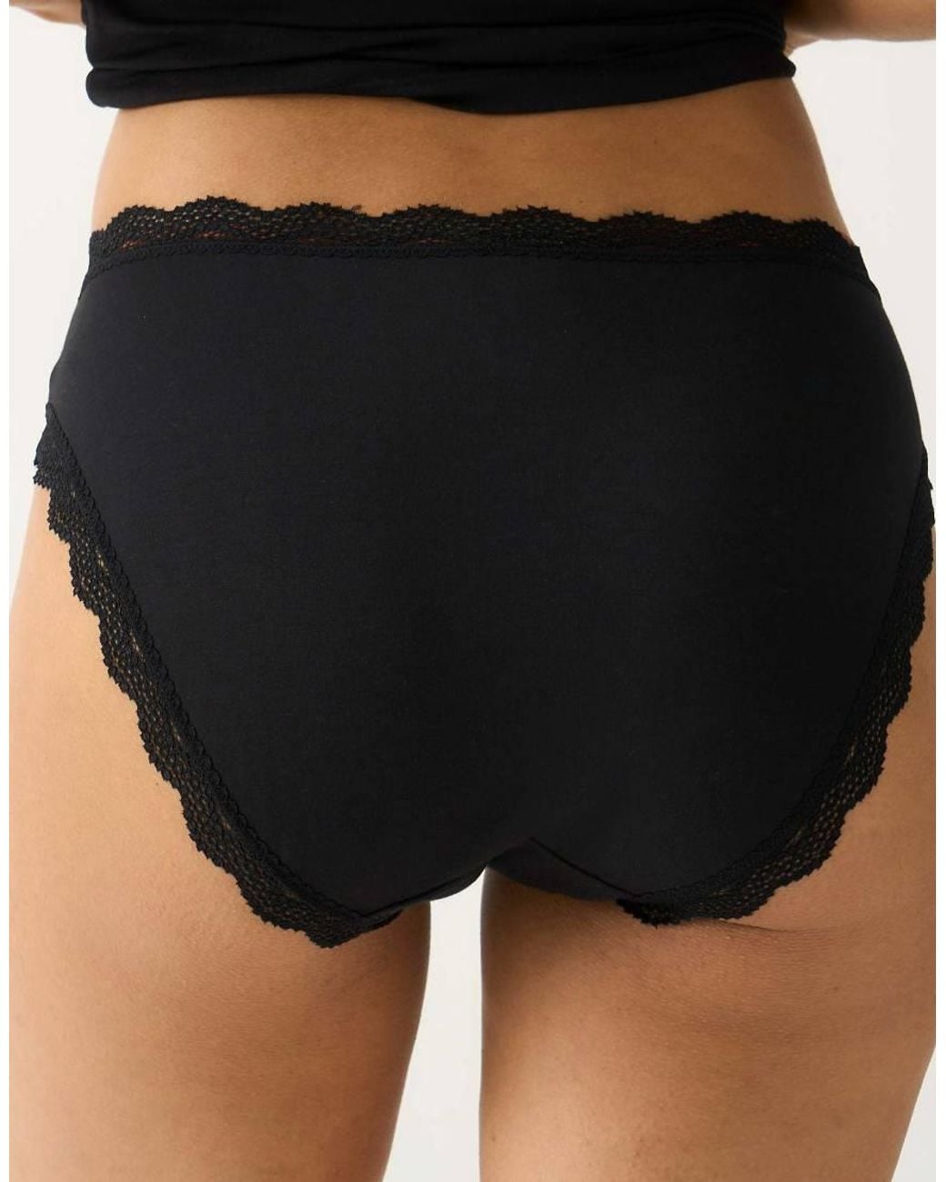 Stripe & Stare Black Mid Rise High Leg Knicker Four Pack