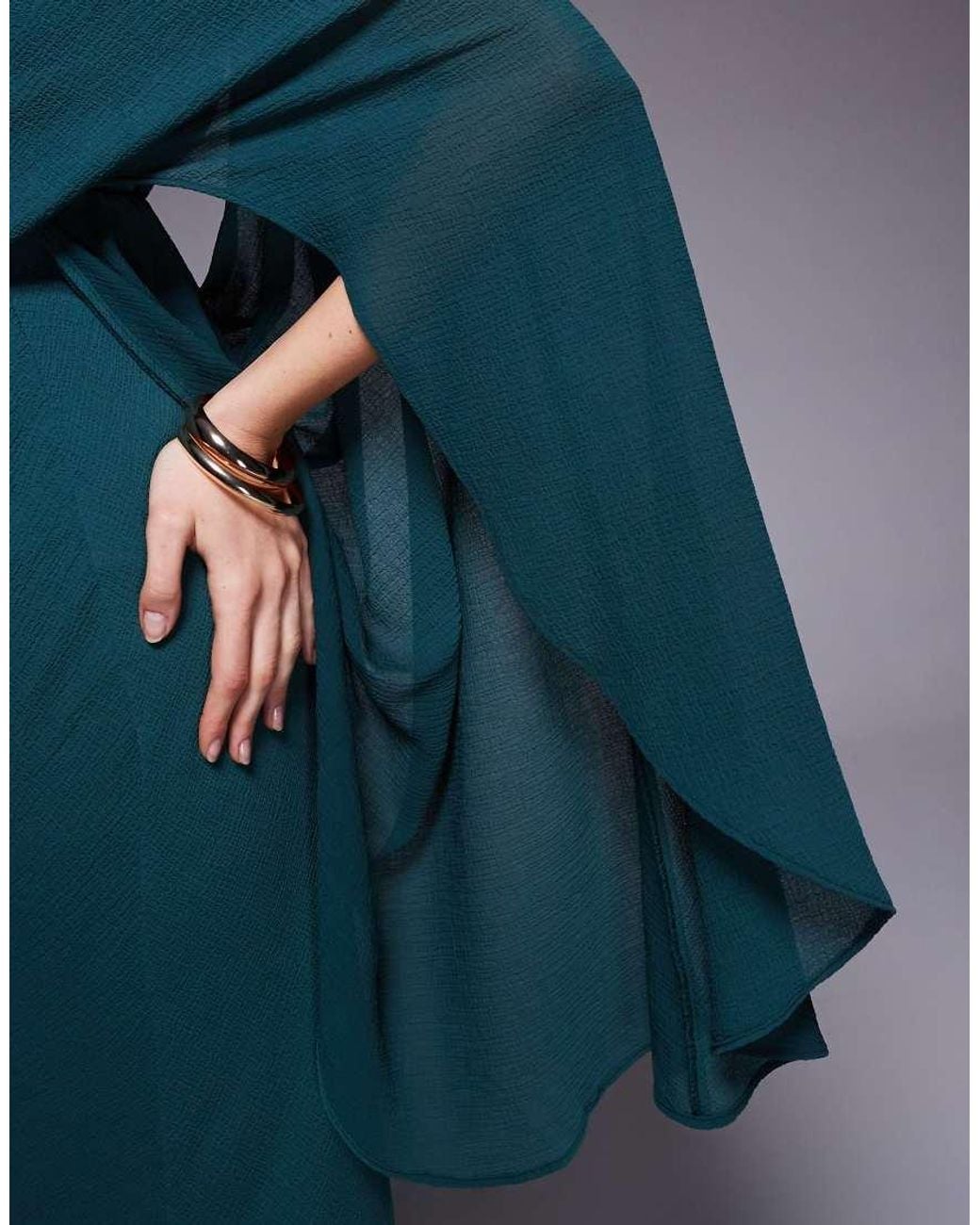 ASOS Blue Kimono Sleeve Cape Detail Draped Midaxi Dress With Open Back