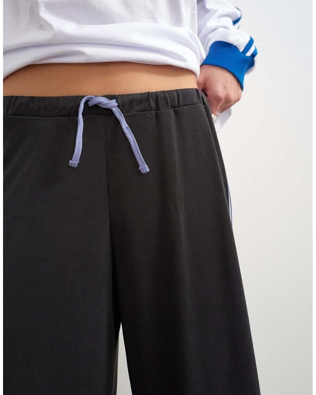 TOPSHOP White Cupro Cropped Sporty Jogger