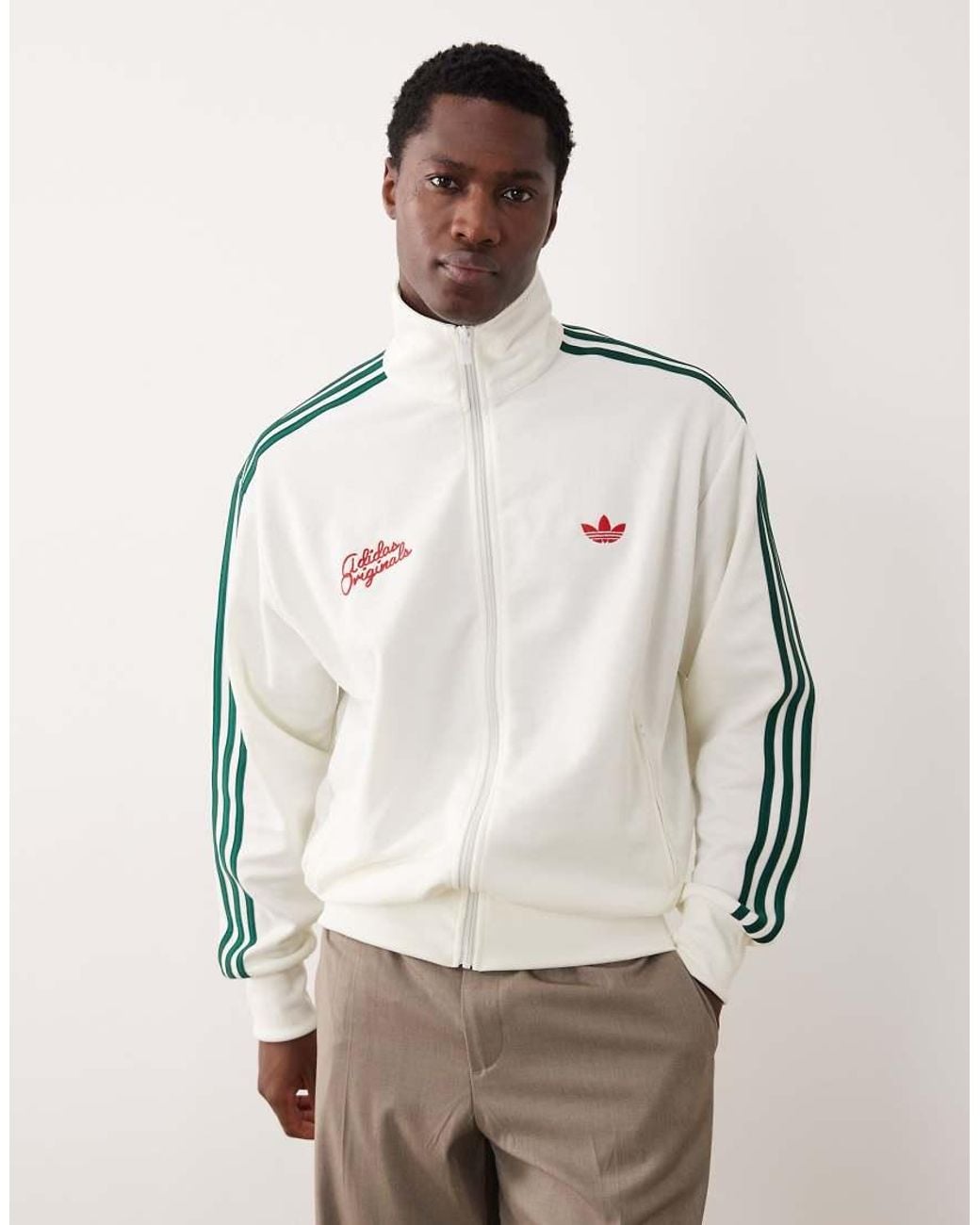 adidas Originals Track Top in Natural for Men | Lyst UK