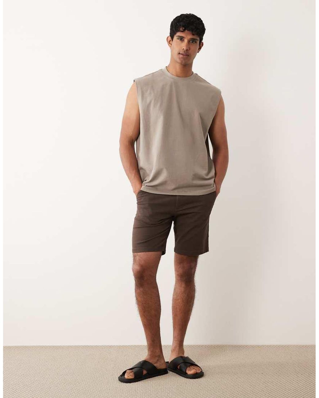 ASOS Natural Slim Fit Chino Shorts for men