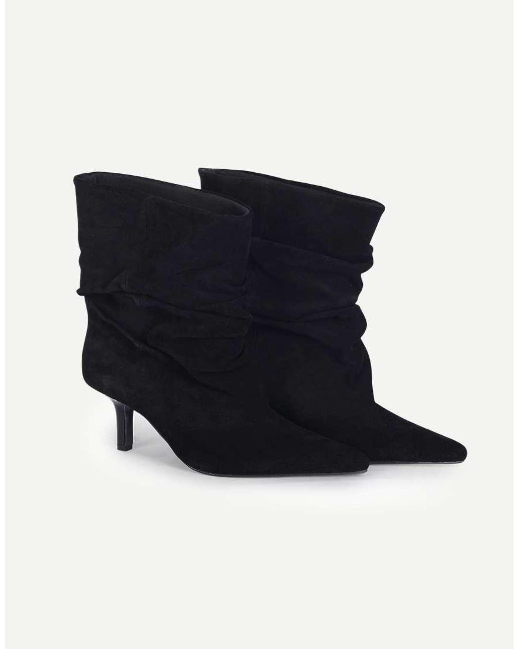 OFF THE HOOK Blue Selene Suede Pointed Toe Heeled Ankle Boots