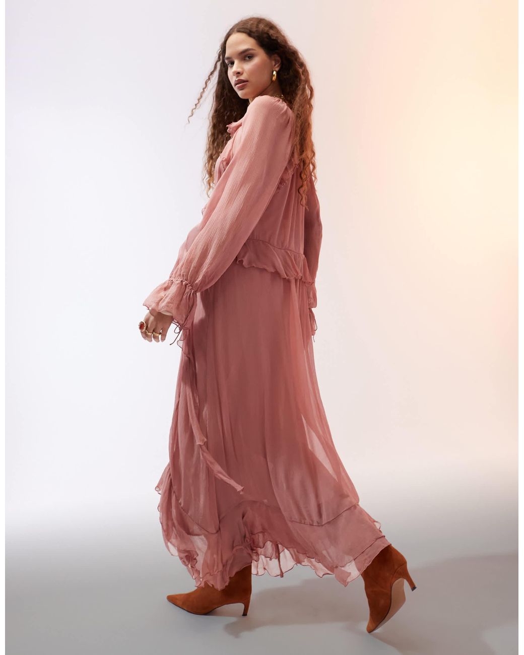 mango ruffle pink dress Mango Pink Ruffle Dress by Mango